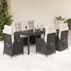 Image de vidaXL Ensemble à manger de jardin 7pcs - Coussins noir - Résine tressée