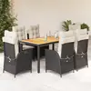 Image de vidaXL Ensemble à manger 7 pcs avec coussins - Résine tressée noir