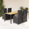 Image de Ensemble à manger vidaXL 5 pcs - Noir résine tressée