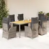 Image de vidaXL Ensemble à manger de jardin 7 pcs gris Rotin