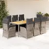 Image de vidaXL Ensemble à manger de jardin 9 pcs avec coussins - Gris