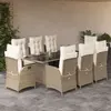 Image de vidaXL Ensemble à manger jardin 9 pcs - Poly rotin Beige