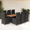 Image de vidaXL Ensemble repas jardin 9pcs - Noir résine tressée