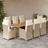 Image de vidaXL Ensemble à manger jardin 9 pcs - Beige poly rotin
