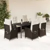 Image de VIDAXL Ensemble à manger jardin coussins 7 pcs - Marron Rotin