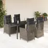 Image de vidaXL Ensemble à manger de jardin 5 pcs - Coussins gris