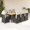 Image de Ensemble à manger vidaXL 9 pcs - Noir résine tressée