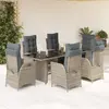 Image de vidaXL Ensemble à manger 7 pcs - Résine tressée grise