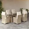 Image de vidaXL Ensemble à manger de jardin 7 pcs avec coussins - Beige