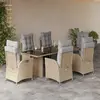 Image de vidaXL - Ensemble à manger de jardin 7 pcs avec coussins