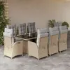 Image de vidaXL Ensemble à manger de jardin avec coussins 9 pcs - Mélange beige