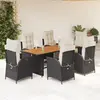 Image de vidaXL Ensemble à manger de jardin 7pcs - Résine tressée - Noir