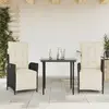 Image de vidaXL Ensemble à manger de jardin 3 pcs - Noir