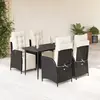 Image de vidaXL Ensemble à manger de jardin coussins 5pcs Noir Résine tressée
