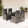 Image de vidaXL Ensemble à manger 5 pcs - Résine tressée Grise