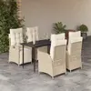 Image de Vidaxl Ensemble à manger jardin 5 pcs Beige rotin