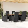 Image de VidaXL Ensemble à manger - 7 pcs - Noir