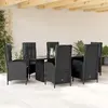 Image de vidaXL Ensemble à manger de jardin 7 pcs Noir Résine tressée
