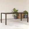 Image de vidaXL Table de jardin verre marron résine tressée