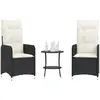 Image de vidaXL Chaises inclinables de jardin lot de 2 avec table - Résine tressée