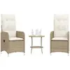 Image de vidaXL Chaises inclinables de jardin avec table - Lot de 2 - Beige