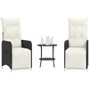 Image de vidaXL Chaises inclinables de jardin lot de 2 et table - Résine tressée