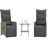 Image de vidaXL Chaises et table de jardin inclinables - Gris