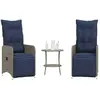 Image de vidaXL Lot de 2 chaises de jardin inclinables avec Table en résine tressée grise