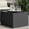 Image de vidaXL Table de jardin en résine tressée noire
