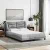 Image de vidaXL Cadre de lit sans matelas Hvar gris clair 140x190 cm tissu