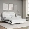 Image de vidaXL Cadre de lit sans matelas Hvar blanc et noir 140x200 cm similicuir