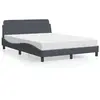 Image de vidaXL Lit avec matelas Dover gris foncé 120x200 cm velours