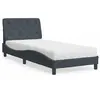 Image de vidaXL Lit avec matelas gris foncé 80x200 cm velours
