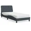 Image de vidaXL Lit avec matelas gris foncé 90x190 cm velours