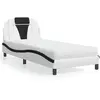 Image de vidaXL Lit Viana avec matelas blanc et noir 90x190 cm similicuir