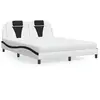 Image de vidaXL Lit Viana avec matelas blanc et noir 160x200 cm similicuir