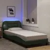 Image de vidaXL Cadre de lit avec LED sans matelas Hvar gris foncé 90x190 cm tissu