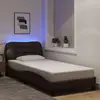 Image de vidaXL Cadre de lit avec LED sans matelas Hvar marron foncé 90x190 cm tissu