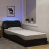 Image de vidaXL Cadre de lit avec LED sans matelas Hvar noir 90x200 cm tissu