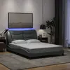 Image de vidaXL Cadre de lit avec LED sans matelas Hvar gris clair 120x200 cm tissu