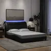 Image de vidaXL Cadre de lit avec LED sans matelas Hvar noir 120x200 cm tissu