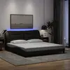 Image de vidaXL Cadre de lit avec LED sans matelas Hvar noir 180x200 cm tissu