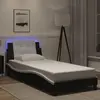 Image de vidaXL Cadre de lit avec LED sans matelas Zadar noir et blanc 90x190 cm