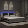 Image de vidaXL Cadre de lit avec LED sans matelas Zadar blanc et noir 180x200 cm