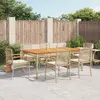 Image de vidaXL Ensemble à manger - 7 pcs, Beige rotin