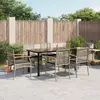 Image de vidaXL Ensemble à manger 7 pcs rotin/coussins gris