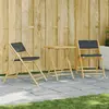 Image de vidaXL Ensemble de bistro pliante 3 pcs et coussins - Bambou