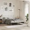 Image de vidaXL Cadre de lit métal sans matelas et tête de lit blanc 135x190 cm
