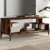 Image de vidaXL Meuble TV - Chêne fumé et acier