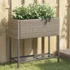 Image de vidaXL Jardinière avec étagère Gris Résine